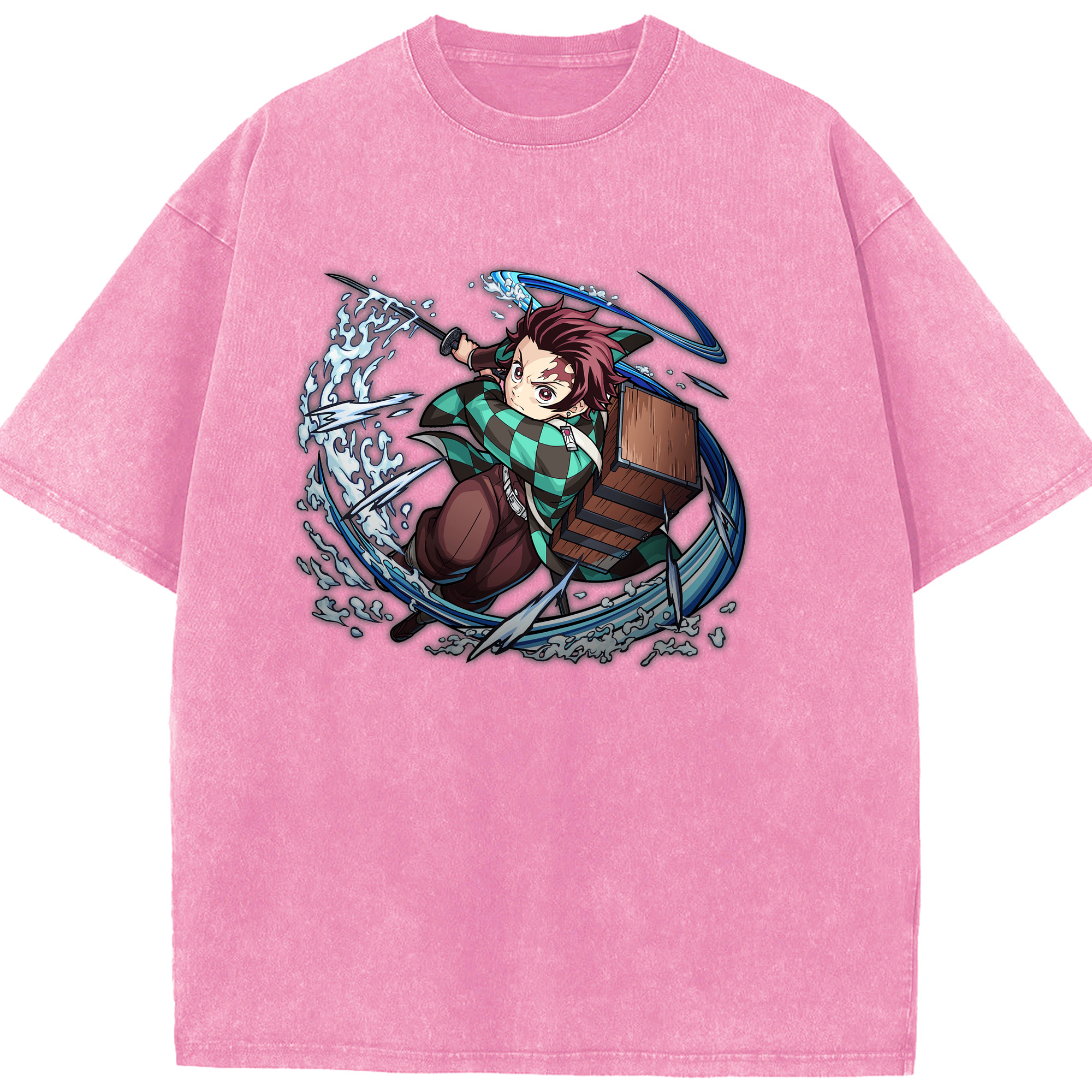 （画像用） 鬼滅の刃 竈門 炭治郎／かまど たんじろう Kamado Tanjirou 綿100% ヴィンテージ風 半袖Tシャツ（フロントプリント）
